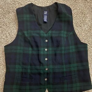 GAP Checkered Vest in Dark Green and Navy